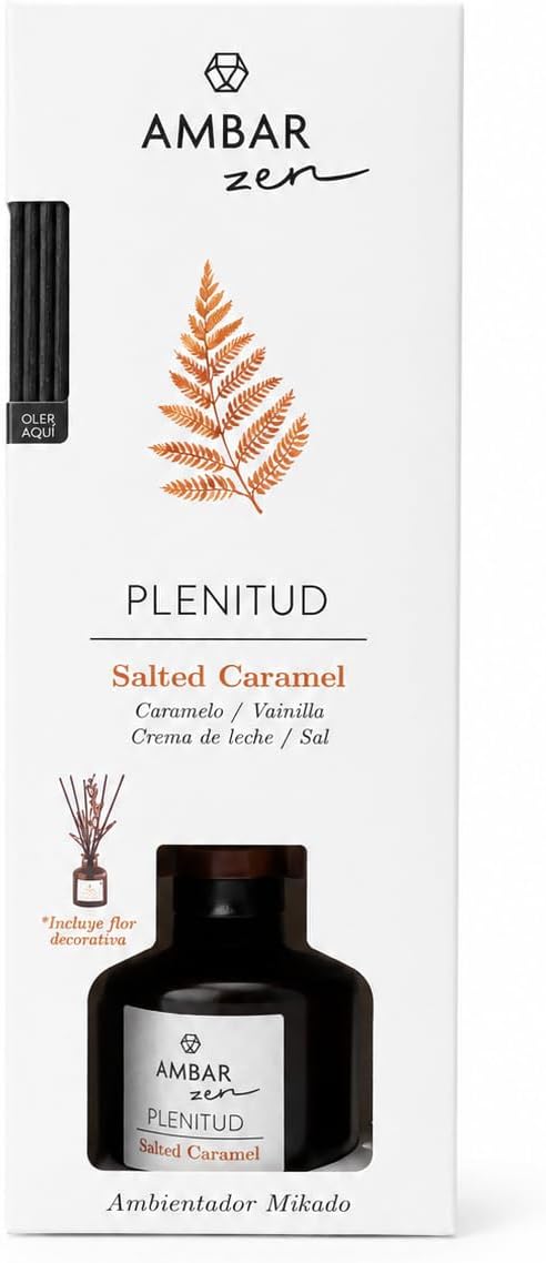Pack de 4 Mikados Amber Zen Salted Caramel – Aroma Caramelo Salado y Vainilla