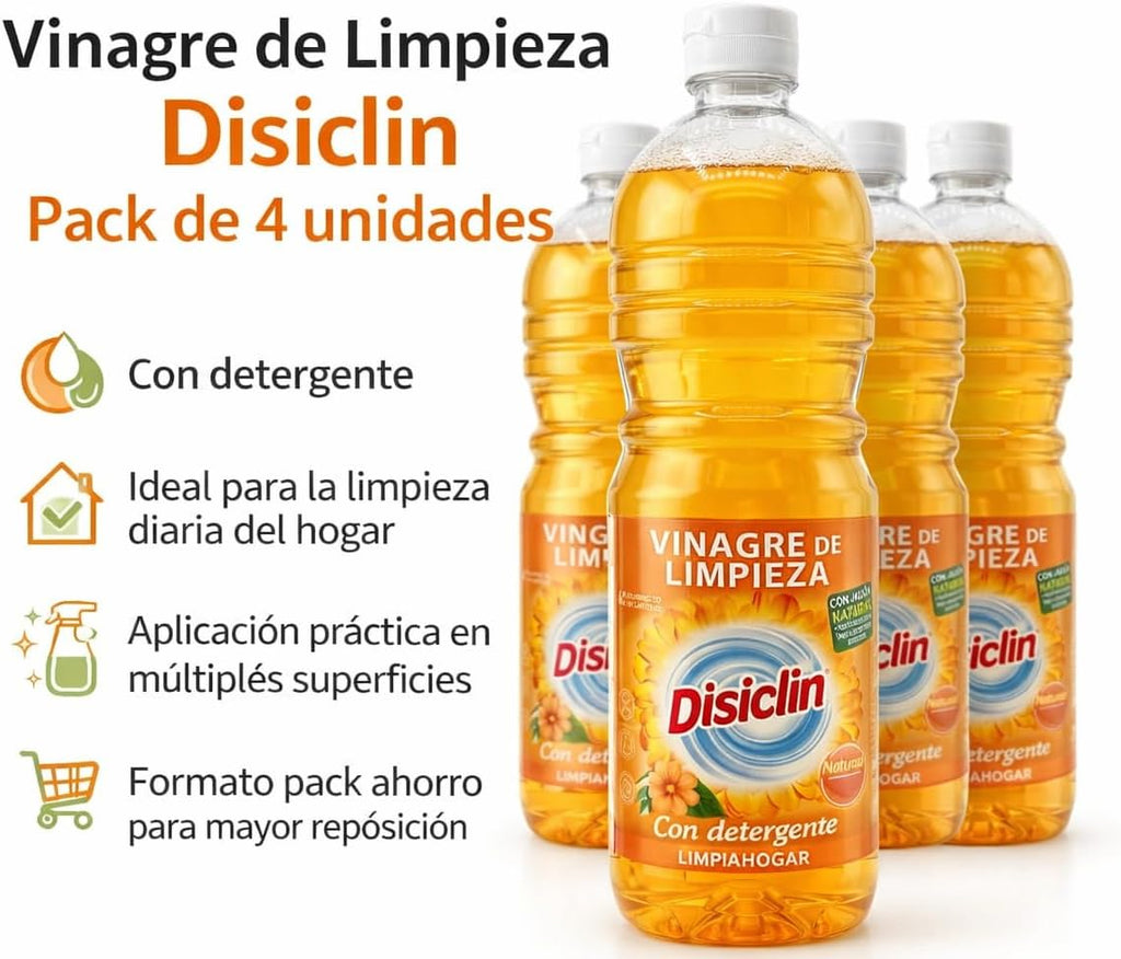 Vinagre de limpieza con detergente Disiclin 1 L – Pack 4 – Naranja