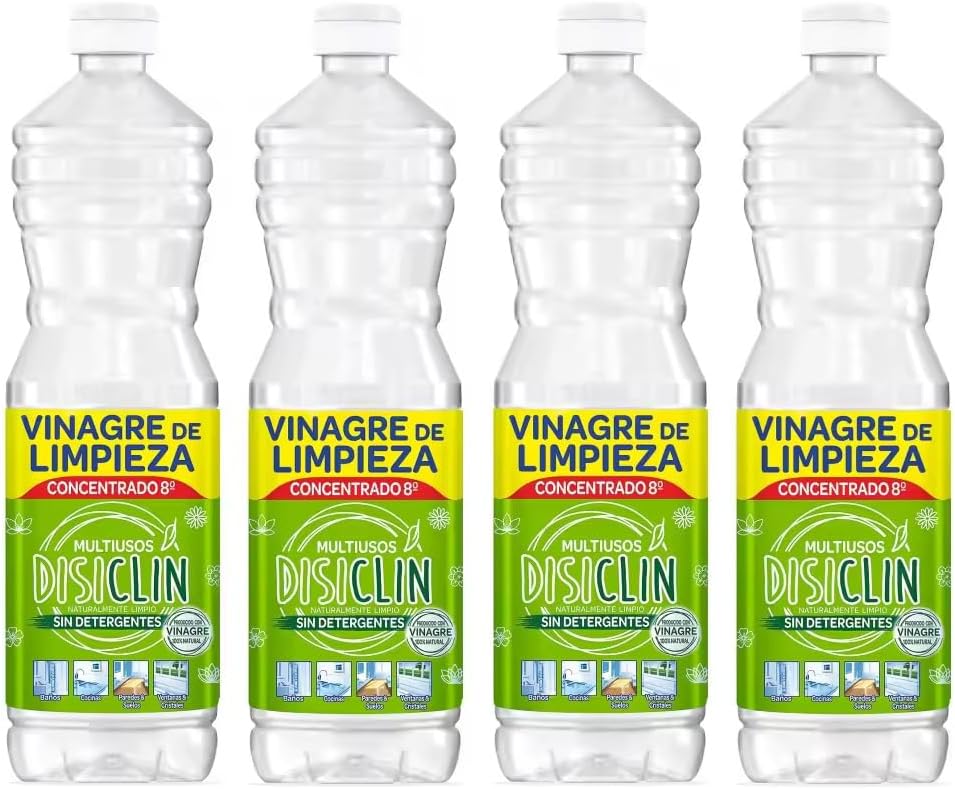 Vinagre de limpieza con detergente Disiclin 1 L – Pack 4 – Multiusos concentrado
