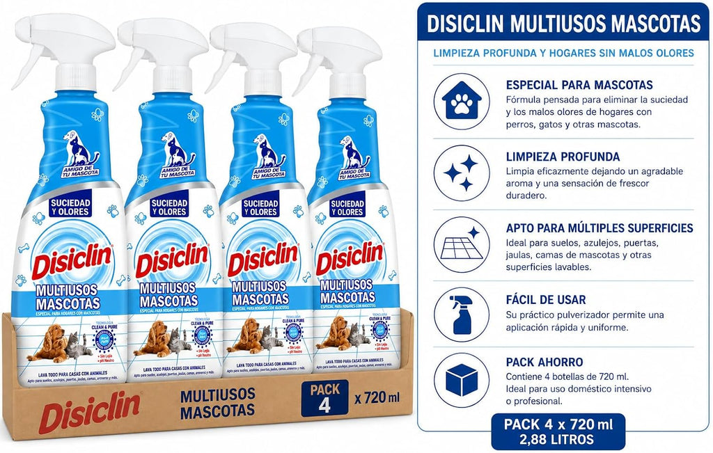 Limpiador multiusos para mascotas Disiclin – Pack 4 – 720 ml