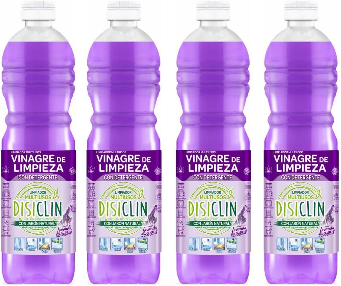 Vinagre de limpieza con detergente Disiclin 1 L – Pack 4 – Lavanda