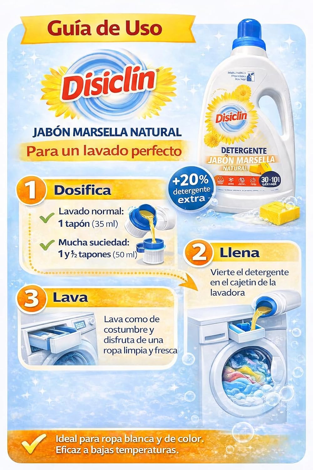 Detergente líquido Jabón de Marsella Disiclin – Pack 2 (30+10 lavados c/u) – Pack 2