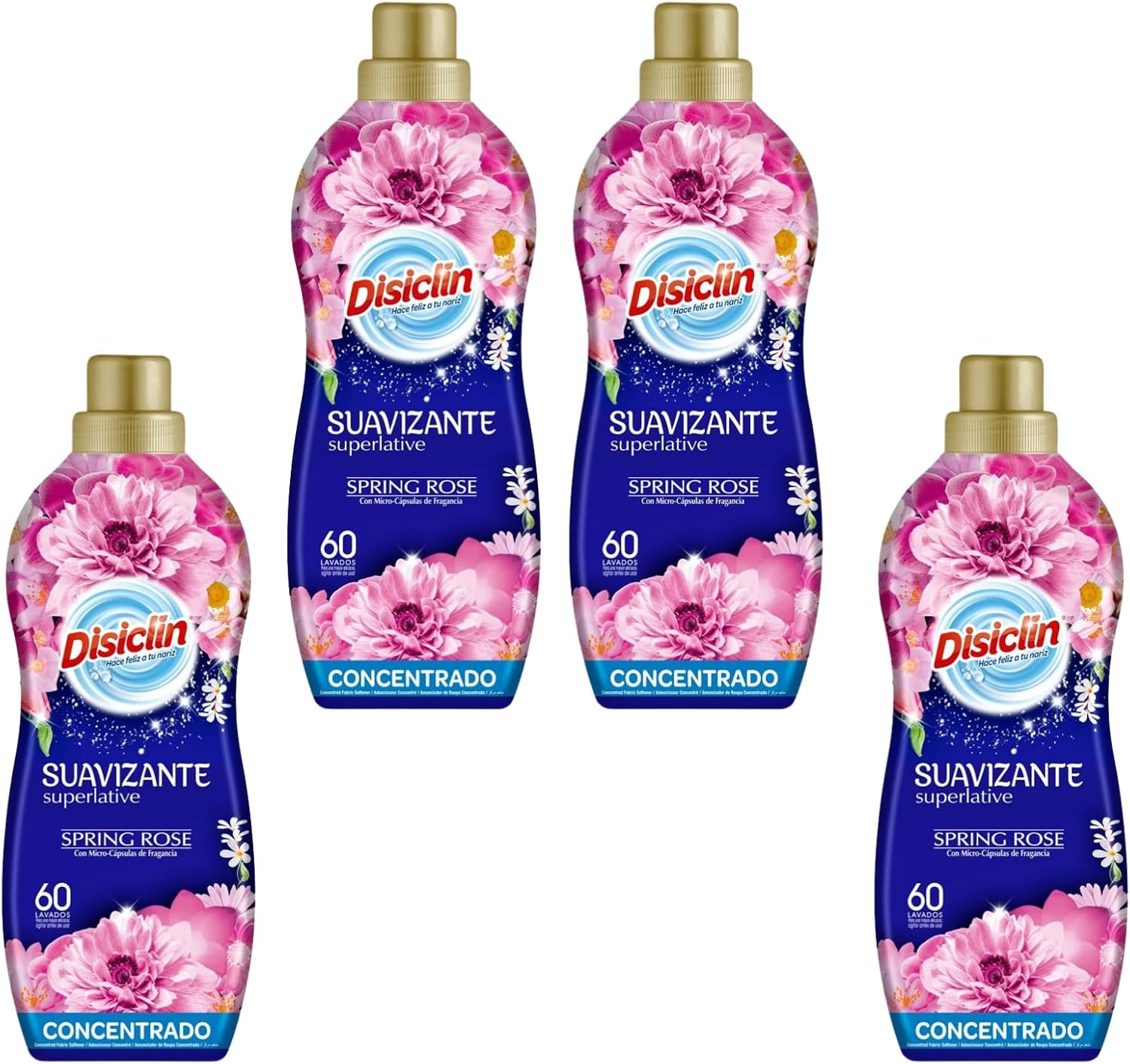 Suavizante concentrado Disiclin – Pack 4 botellas (240 lavados) – Spring Rose