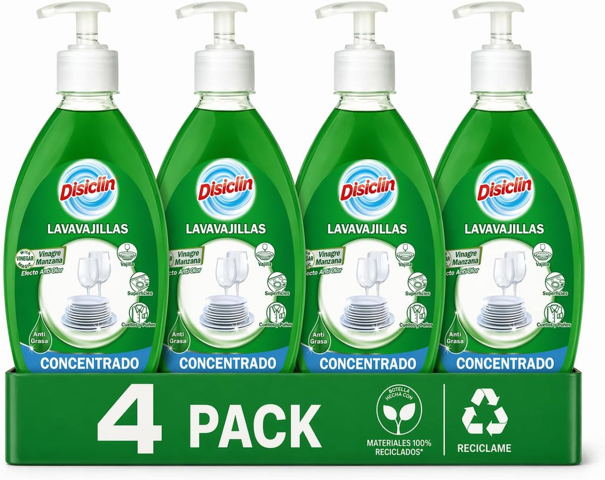 Lavavajillas concentrado Disiclin – Pack 4 – Vinagre de manzana