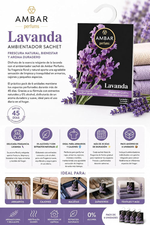 Ambientador de Armario Ambar Perfums – Pack 6 Unidades