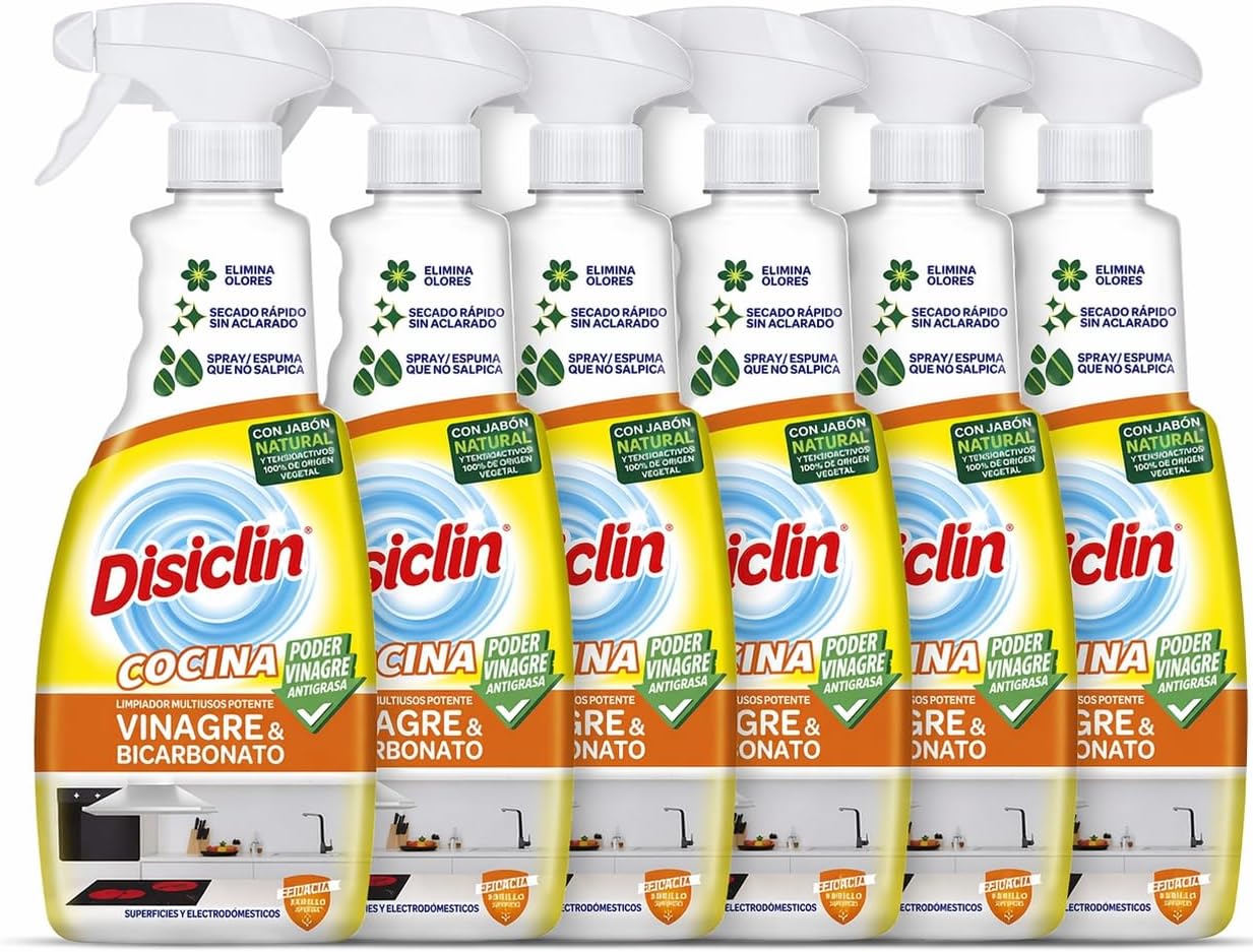 Limpiador en spray Disiclin baño y cocina – Pack 6 – Cocina vinagre y bicarbonato