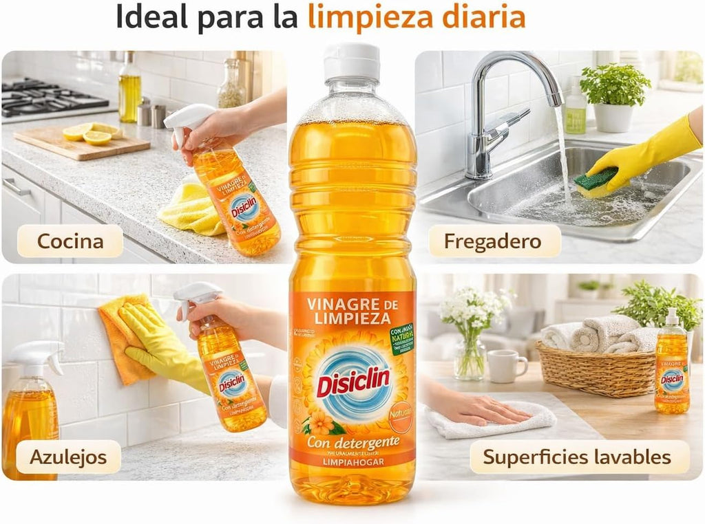 Vinagre de limpieza con detergente Disiclin 1 L – Pack 4 – Naranja