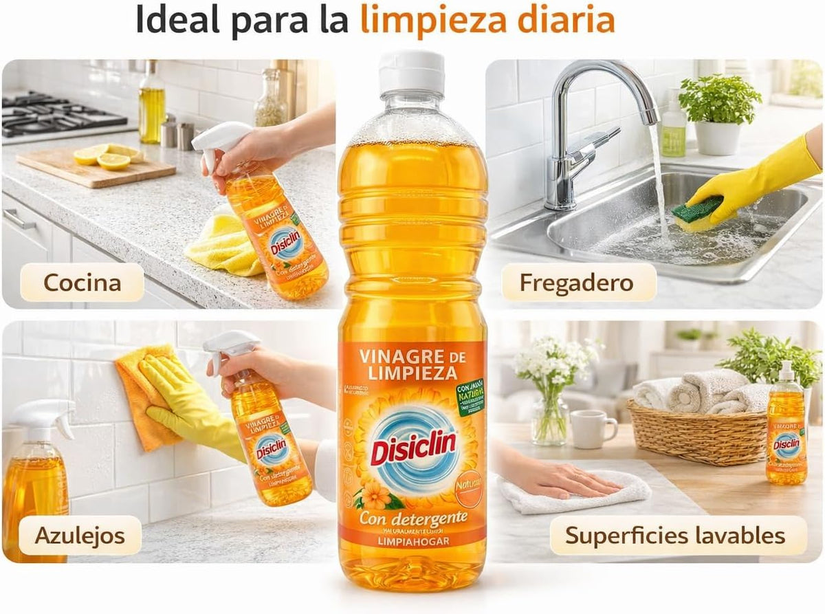 Vinagre de limpieza con detergente Disiclin 1 L – Pack 4 – Naranja