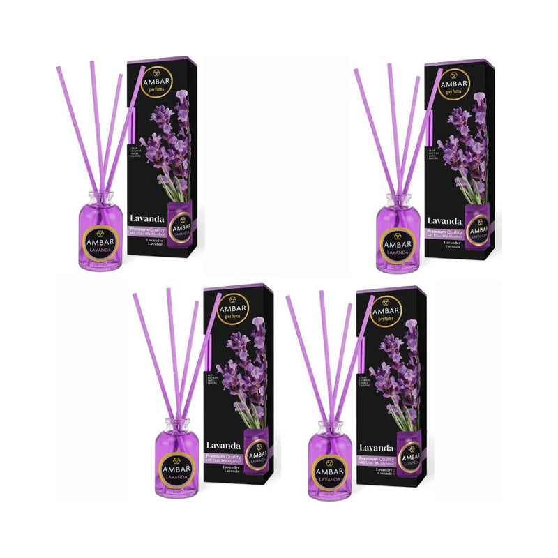 Pack 4 Mikados Ambientador Ambar Perfums 45 ml