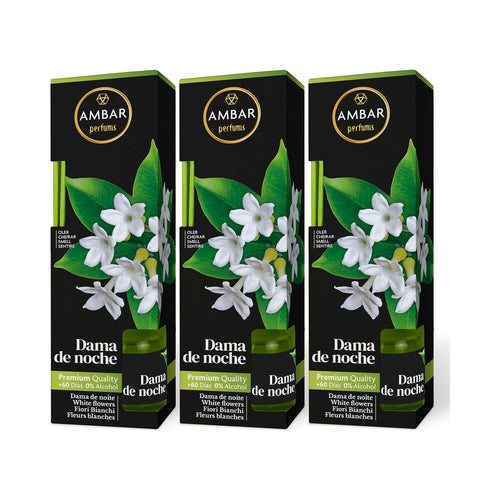 Ambar Perfums Ambientador Mikado Dama de Noche (Pack 3 uds. x 45 ml) – Dama de Noche