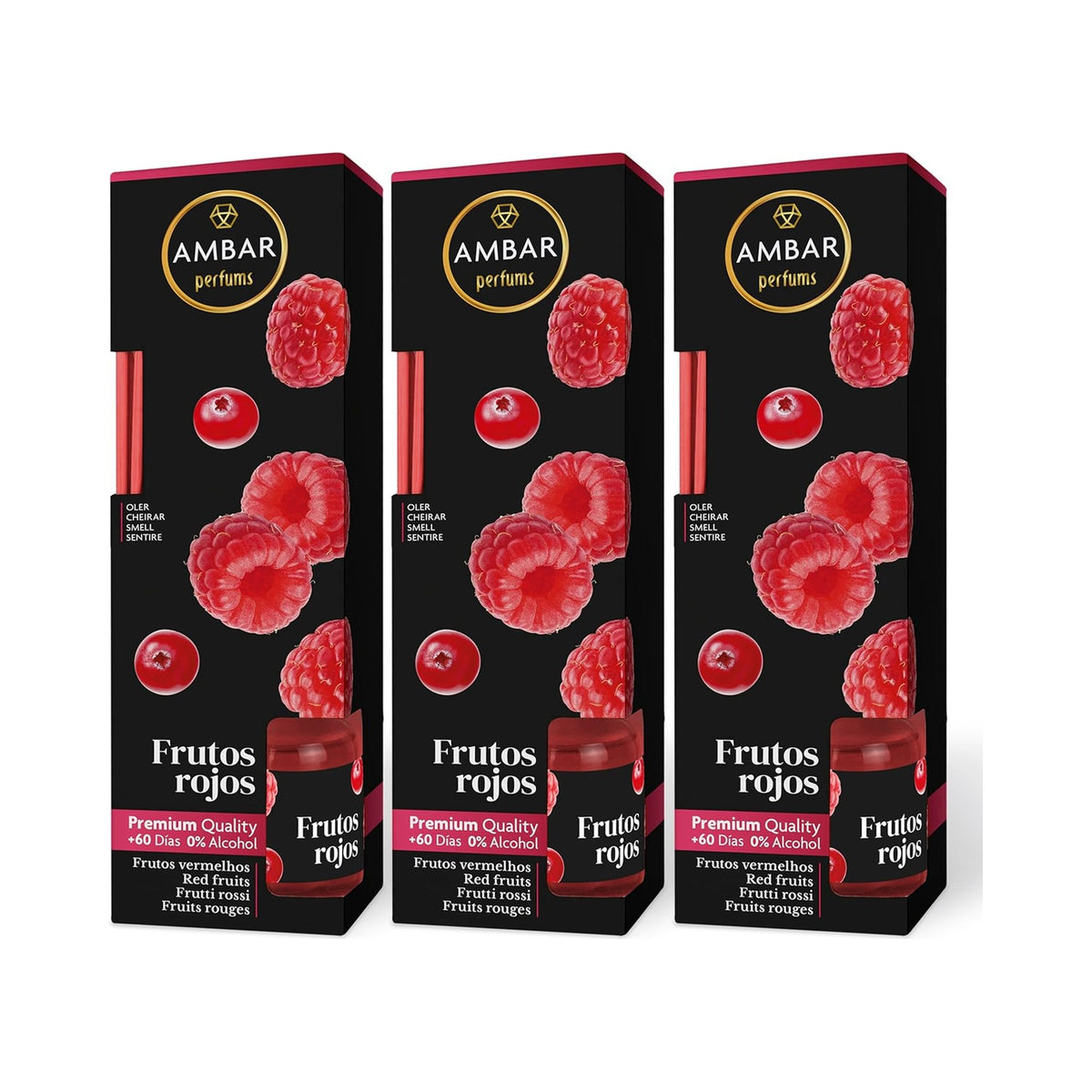 Ambar Perfums Ambientador Mikado Dama de Noche (Pack 3 uds. x 45 ml) – Frutos Rojos