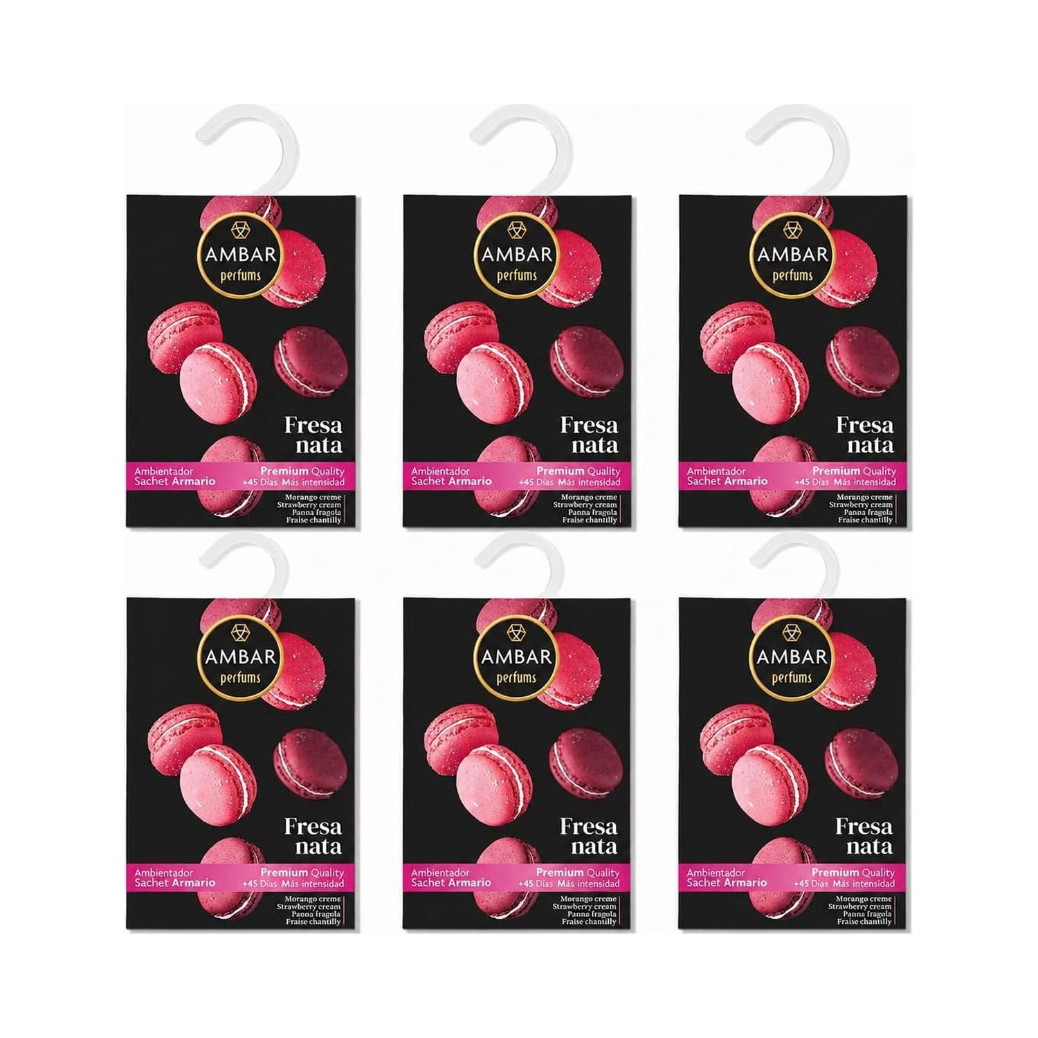 Ambientador de Armario Ambar Perfums – Pack 6 Unidades – Fresa y Nata