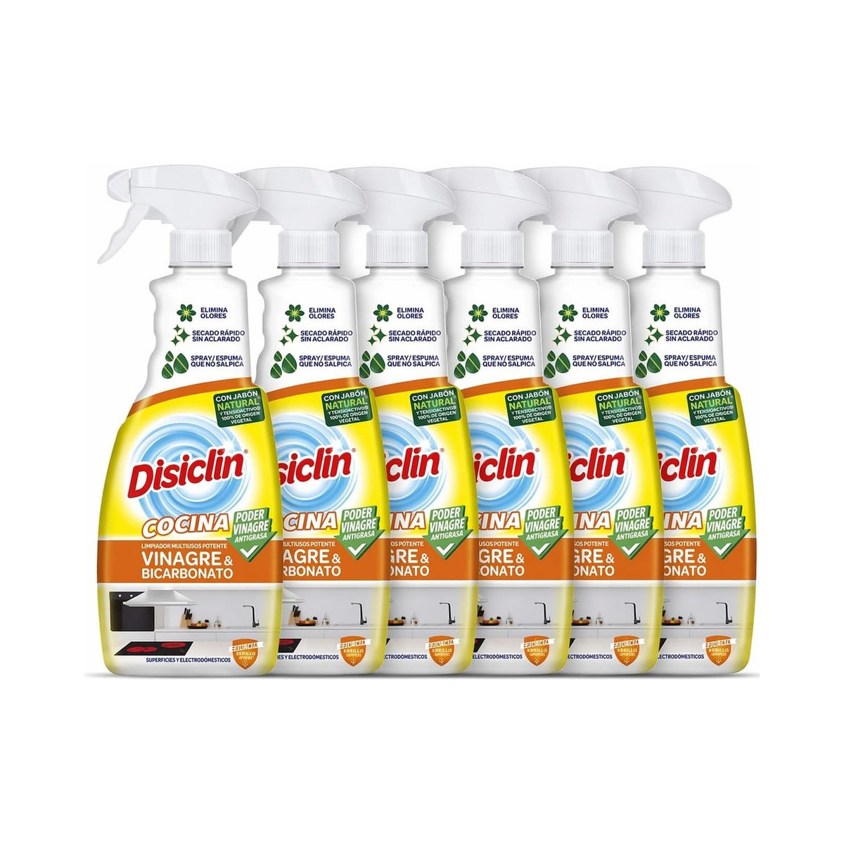 Limpiador en spray Disiclin baño y cocina – Pack 6 – Cocina vinagre y bicarbonato