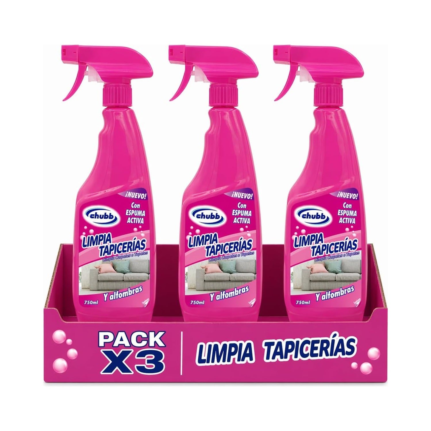 Chubb Limpiador de tapicerías y alfombras 750 ml – Pack 3