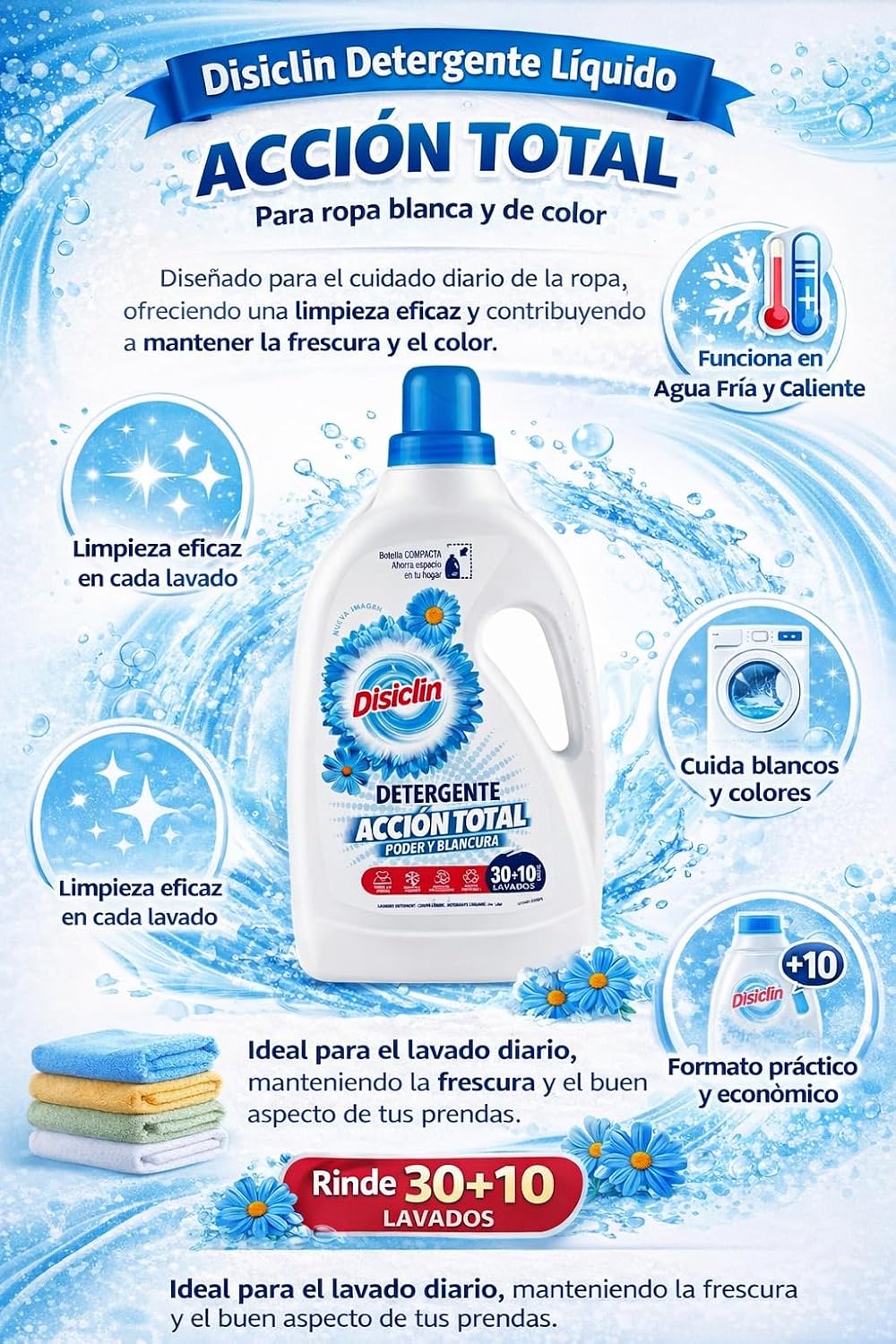 Detergente líquido Disiclin Acción Total – 80 lavados – Acción Total