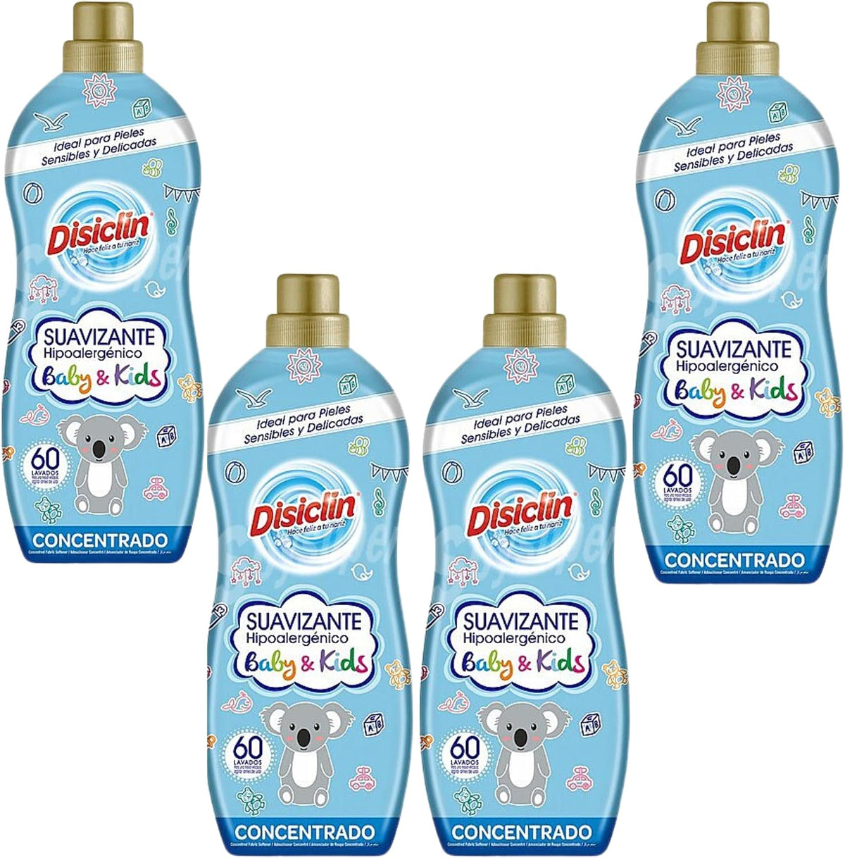 Suavizante concentrado Disiclin – Pack 4 botellas (240 lavados) – Baby & Kids
