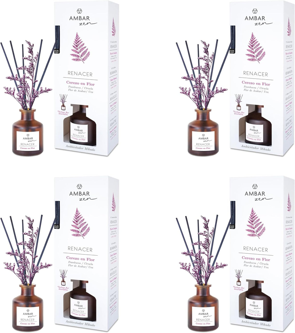 Pack de 4 Mikado Ámbar Zen Cerezo en Flor Renacer